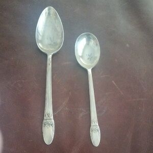 Vintage Silver-Plated Serving Spoon Set First Love
